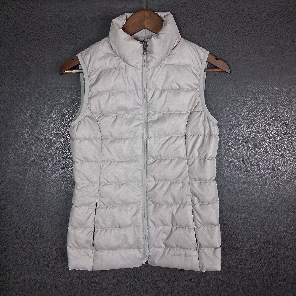 Eddie Bauer Vest Womens XS Down Puffer EB650 Quilted Pockets Insulated Gray